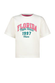 thumbnail: Witte meisjes Vingino T-shirt van katoen met printopdruk, korte mouwen en ronde hals
