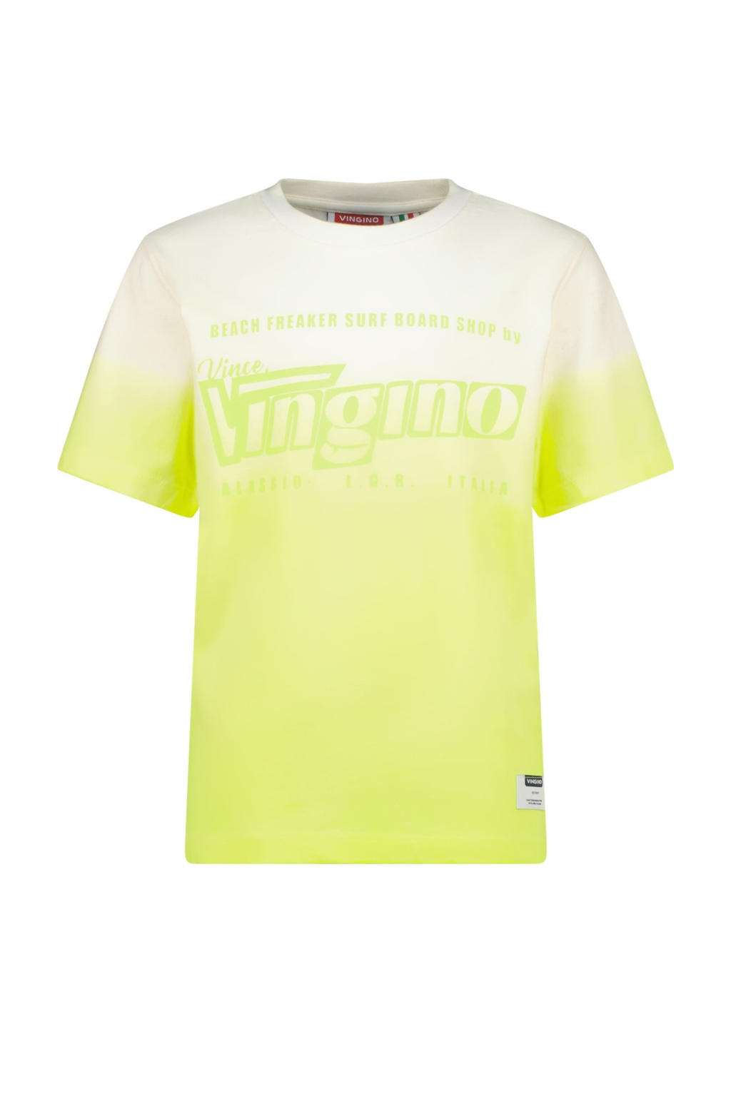 Geel en witte jongens Vingino T-shirt van katoen met dip-dye effect, korte mouwen en ronde hals