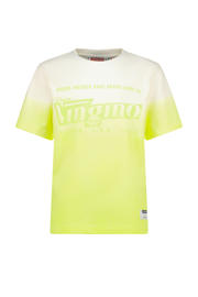 thumbnail: Geel en witte jongens Vingino T-shirt van katoen met dip-dye effect, korte mouwen en ronde hals