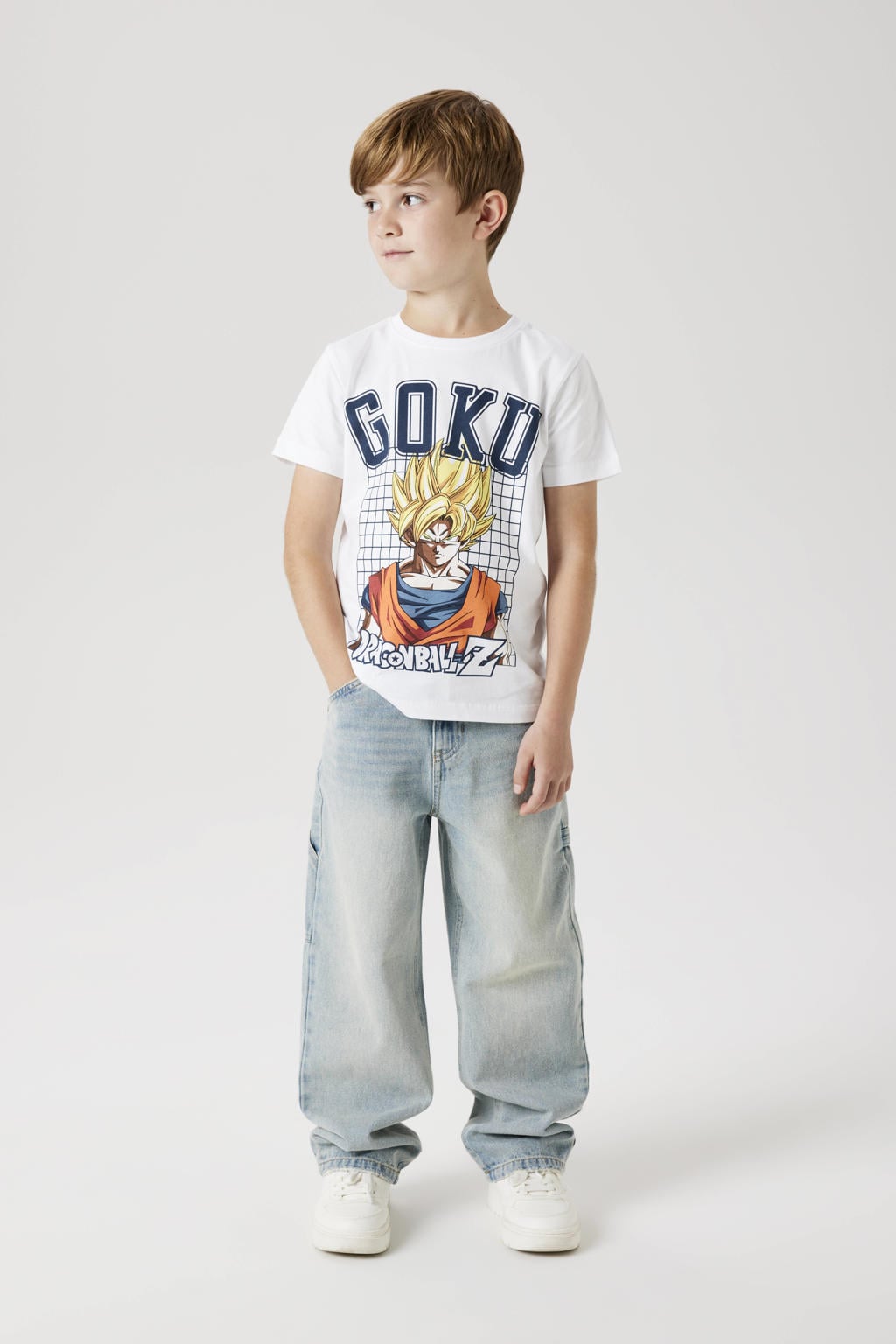 Witte jongens NAME IT KIDS Dragonball T-shirt van katoen met printopdruk, korte mouwen en ronde hals