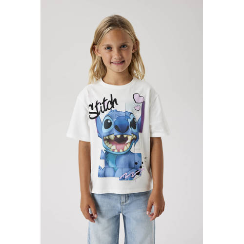 NAME IT KIDS Lilo & Stitch T-shirt wit Meisjes Stretchkatoen Ronde hals - maat 158/164 afbeelding