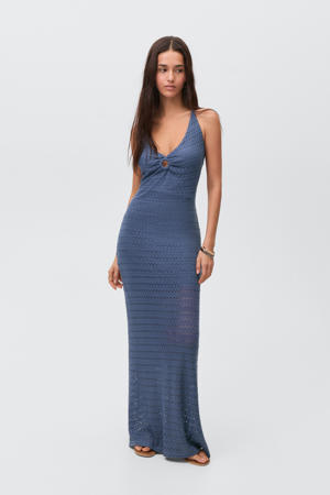 maxi jurk ajour donkerblauw
