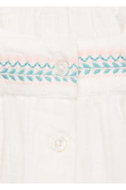 thumbnail: Wit, mintgroen en lichtroze meisjes Mango Kids mouwloze top met meerkleurige print, vierkante hals en borduursels