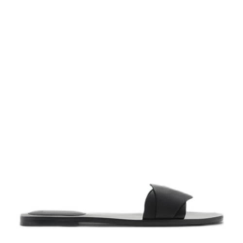 MANGO TEEN leren slippers zwart Meisjes Leer Effen