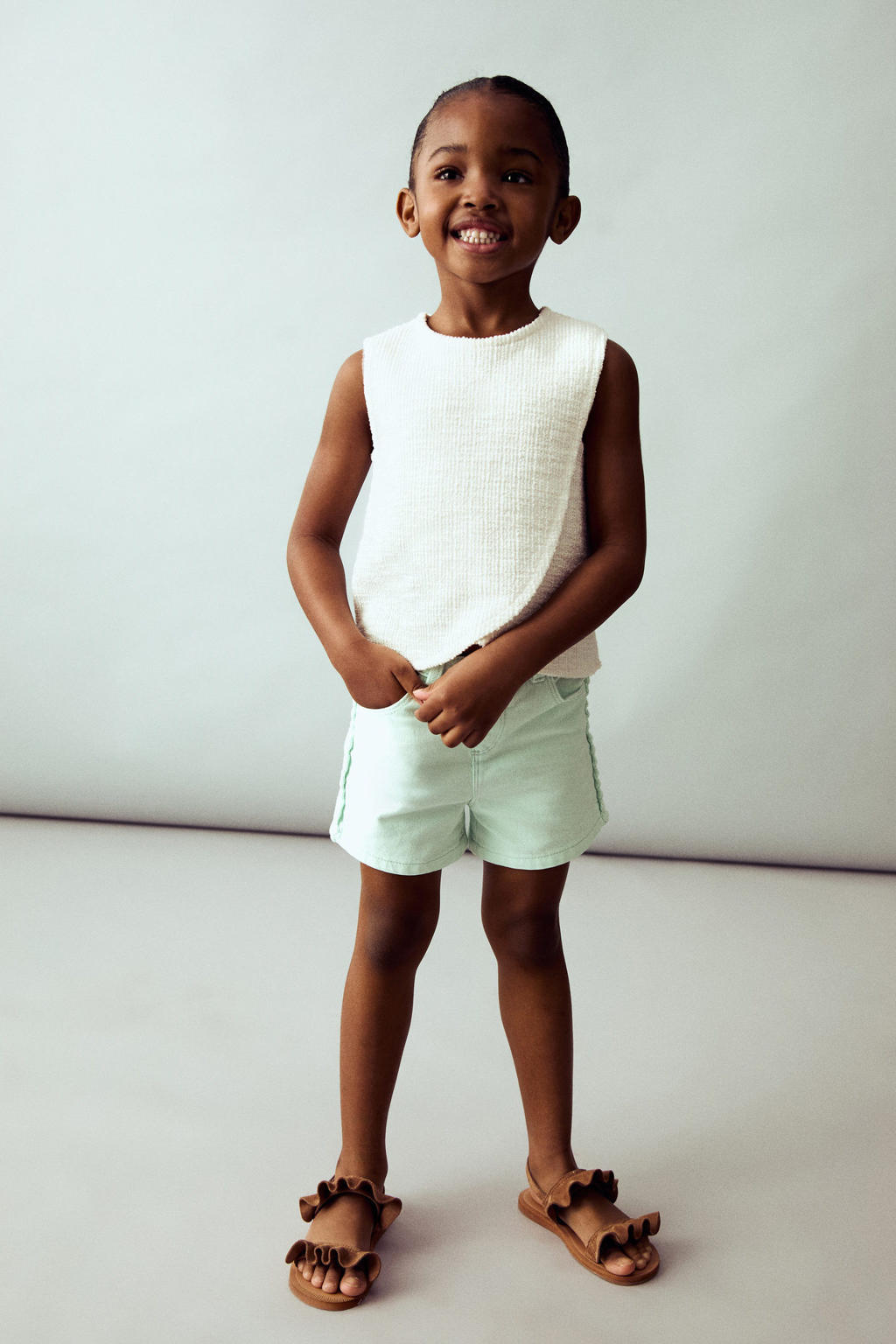 Mango Kids denim short lichtgroen