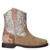 Clic! suède cowboylaarzen beige/roze/zilver