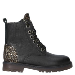 leren veterboots zwart