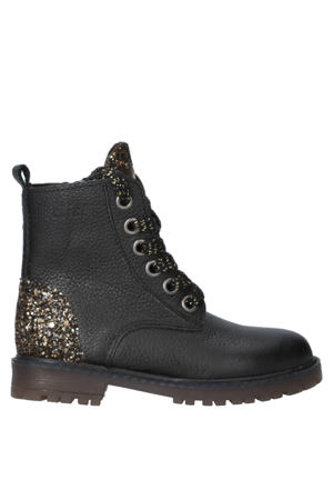 leren veterboots zwart