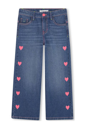 straight leg jeans met hartjes medium blue denim