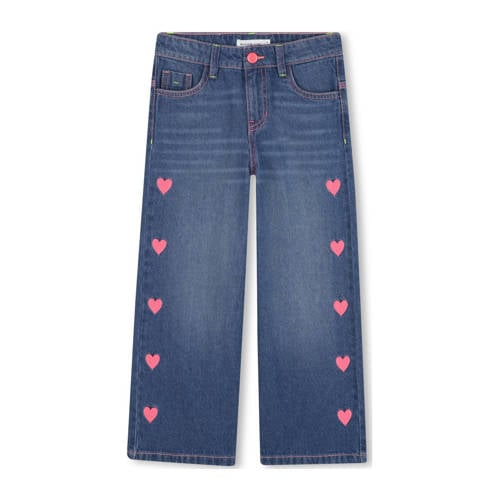 Billieblush straight leg jeans met hartjes medium blue denim Blauw Hartjes - maat 116 afbeelding