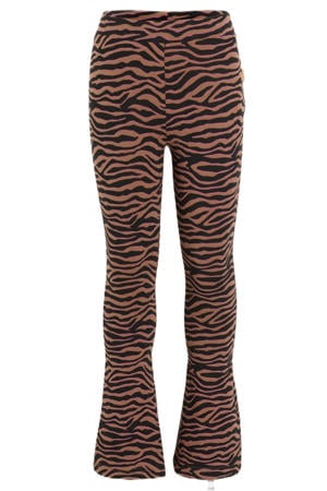 flared broek met zebra print Rava bruin