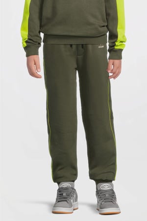 fleece joggingbroek met contrasterende bies Alec khaki