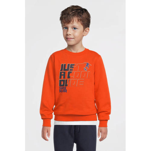 Orange Stars fleece sweater met printopdruk Billy oranje Printopdruk - maat 134/140 afbeelding