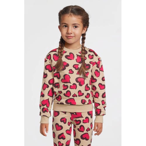 Orange Stars sweater met hartjes print Mathilde beige Hartjes