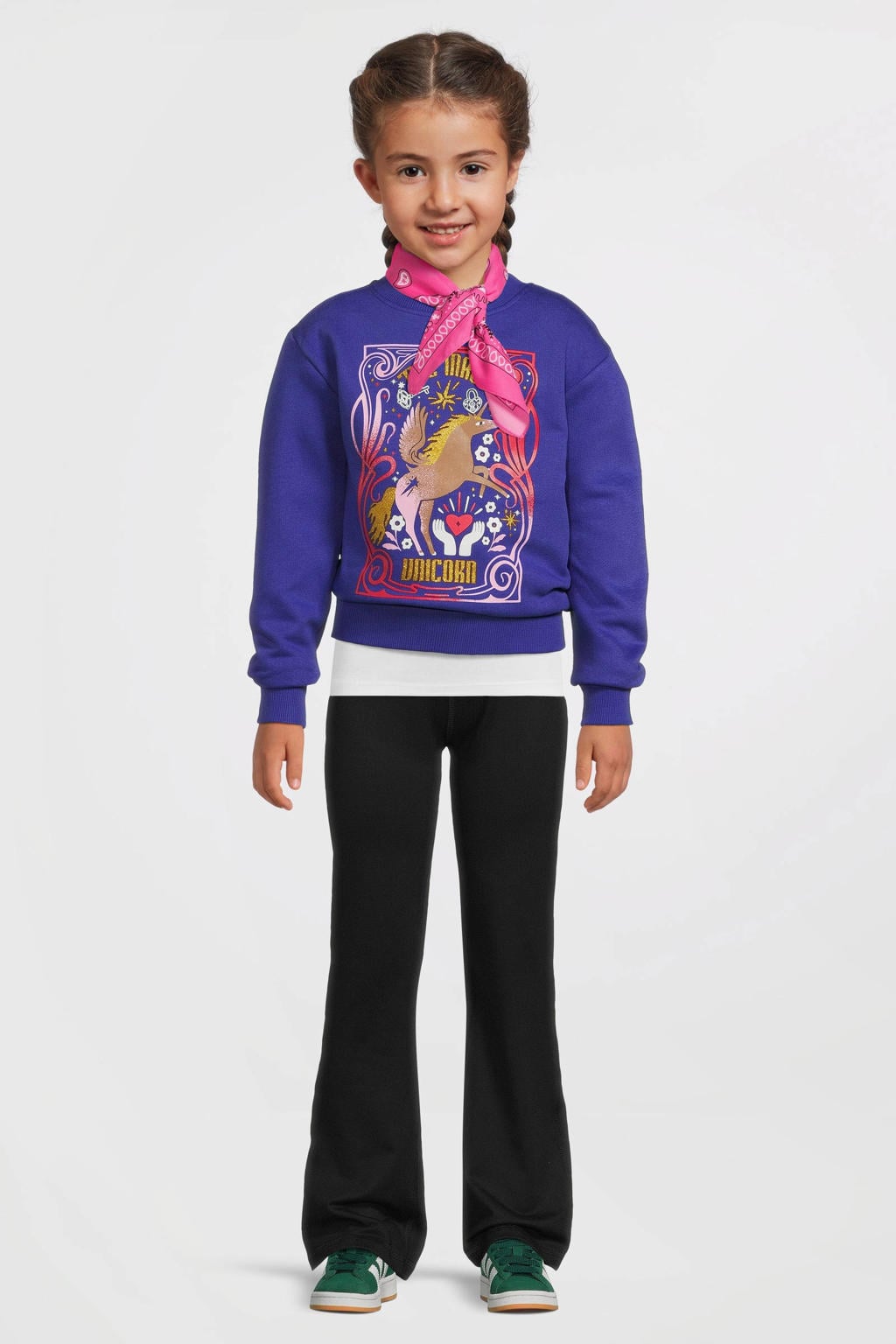 Paarse meisjes Orange Stars sweater Puk met lange mouwen en ronde hals