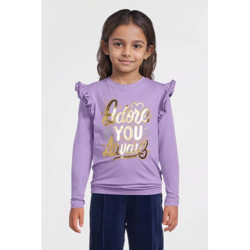 Orange Stars longsleeve met printopdruk paars Meisjes Katoen Ronde hals