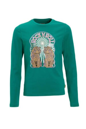 Longsleeve met printopdruk petrol