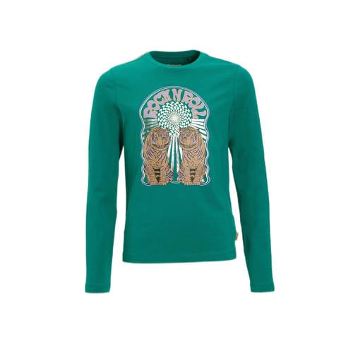 Orange Stars Longsleeve met printopdruk petrol Blauw Meisjes Katoen Ronde hals