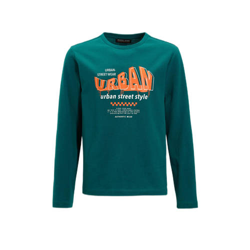 Orange Stars longsleeve met printopdruk Alwin petrol Blauw Jongens Katoen Ronde hals - maat 134/140 afbeelding