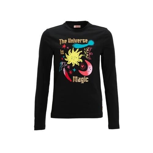 Orange Stars longsleeve met printopdruk zwart Meisjes Katoen Ronde hals