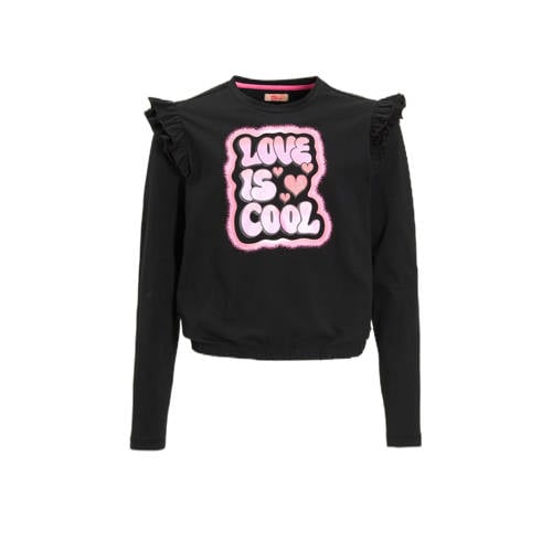 Orange Stars Longsleeve met printopdruk zwart Meisjes Katoen Ronde hals