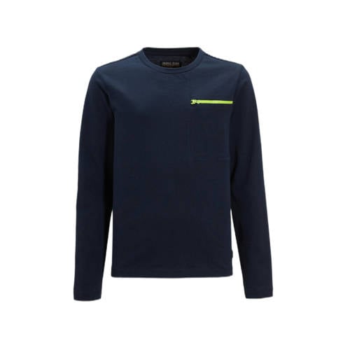 Orange Stars longsleeve met printopdruk donkerblauw Jongens Katoen Ronde hals