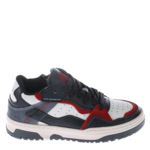 leren sneakers grijs/wit/rood