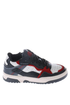 leren sneakers grijs/wit/rood