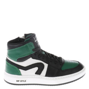 leren sneakers groen/zwart/wit