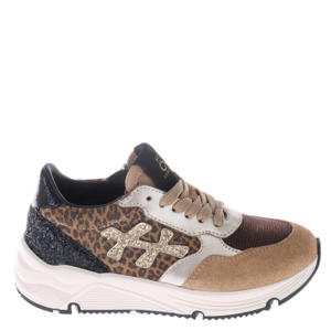 suède sneakers camel/panter/zwart