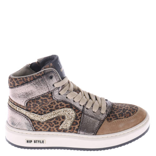 Hip leren sneakers bruin/panter Meisjes Leer Meerkleurig - maat 40 afbeelding