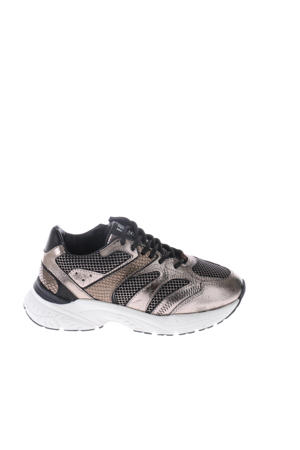leren sneakers zwart/champagne