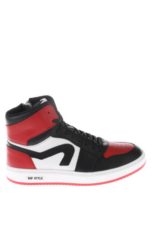 leren sneakers rood/zwart/wit