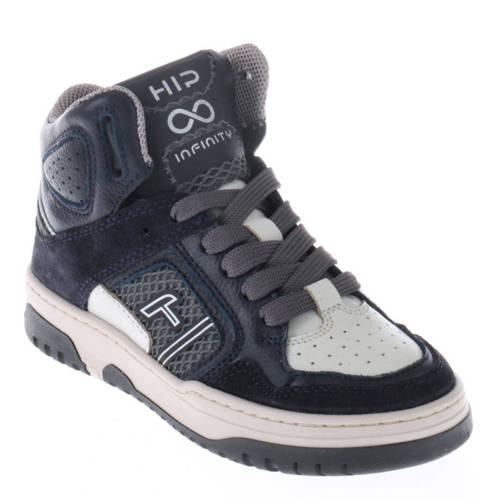 Hip leren sneakers donkerblauw Jongens Leer Meerkleurig