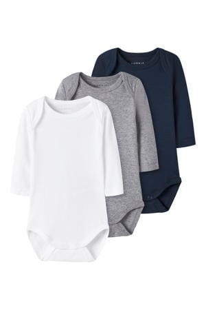 romper - zwart/grijs melange/wit (set van 3)