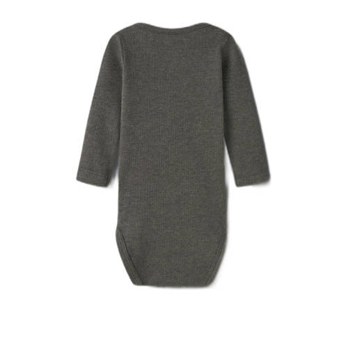 NAME IT BABY romper Delicioso Bruin Jongens Katoen Ronde hals Gemêleerd
