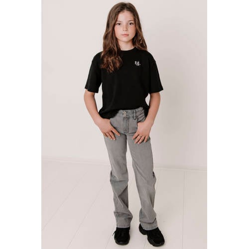 Frankie&Liberty straight leg jeans light grey Grijs Meisjes Denim Effen