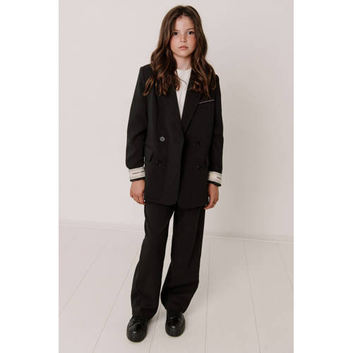 Frankie&Liberty straight casual broek zwart Meisjes Polyester Effen - maat 152 afbeelding