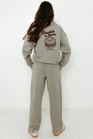 sweater met backprint grijs melange