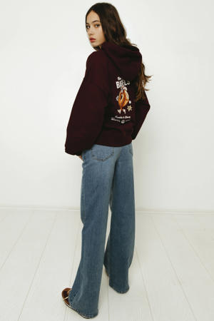 hoodie met backprint donkerrood