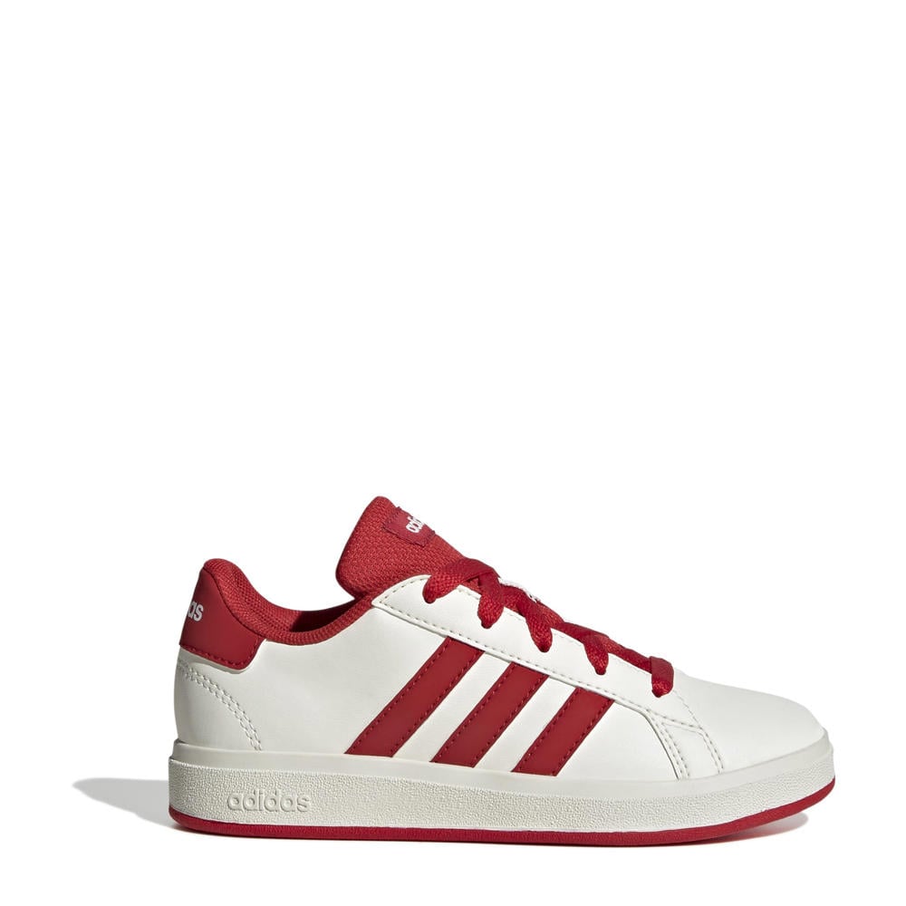 Wit en rode jongens en meisjes adidas Sportswear Grand Court 2.0 sneakers van imitatieleer/textiel met veters