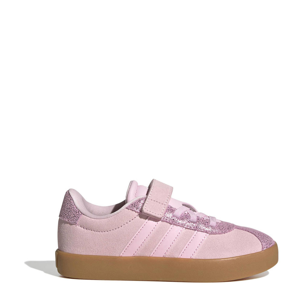 Roze jongens en meisjes adidas Sportswear VL Court sneakers van suède met veter- met klittenbandsluiting