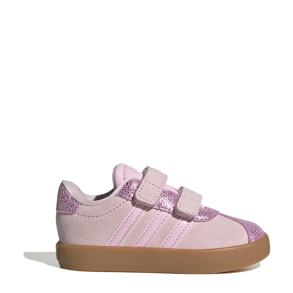 Roze jongens en meisjes adidas Sportswear VL Court sneakers van suède met klittenband