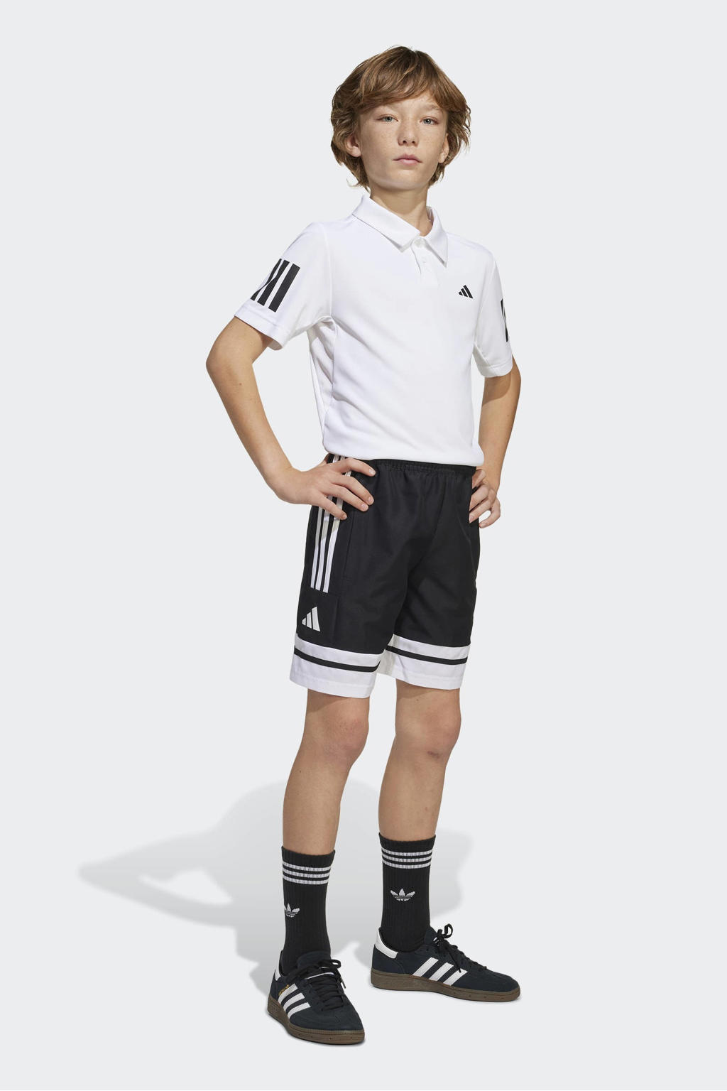 Zwart en witte jongens en meisjes adidas Performance Junior voetbalshort Squadra 25 van polyester met ritssluiting
