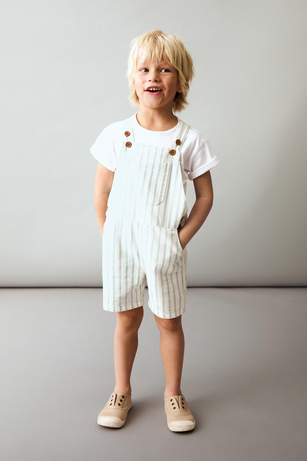 Mango Kids denim tuinbroek lichtgroen