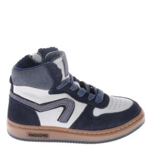 leren sneakers donkerblauw/wit