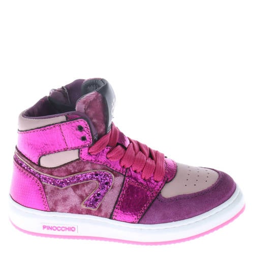 Pinocchio leren sneakers roze/paars Meisjes Leer Meerkleurig