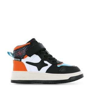 waterproof leren sneakers zwart/oranje