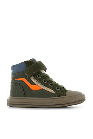 suède sneakers groen/oranje