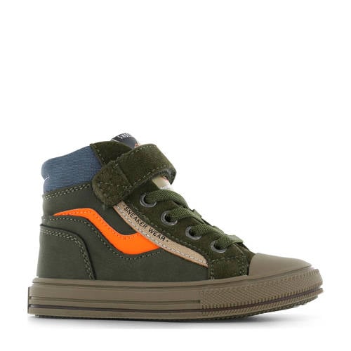 Shoesme suède sneakers groen/oranje Jongens Leer Meerkleurig
